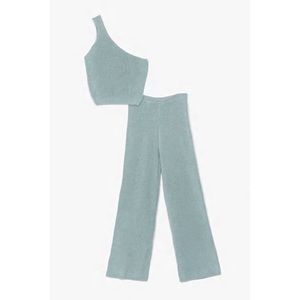 Cropped One Shoulder Top Loungewear Set